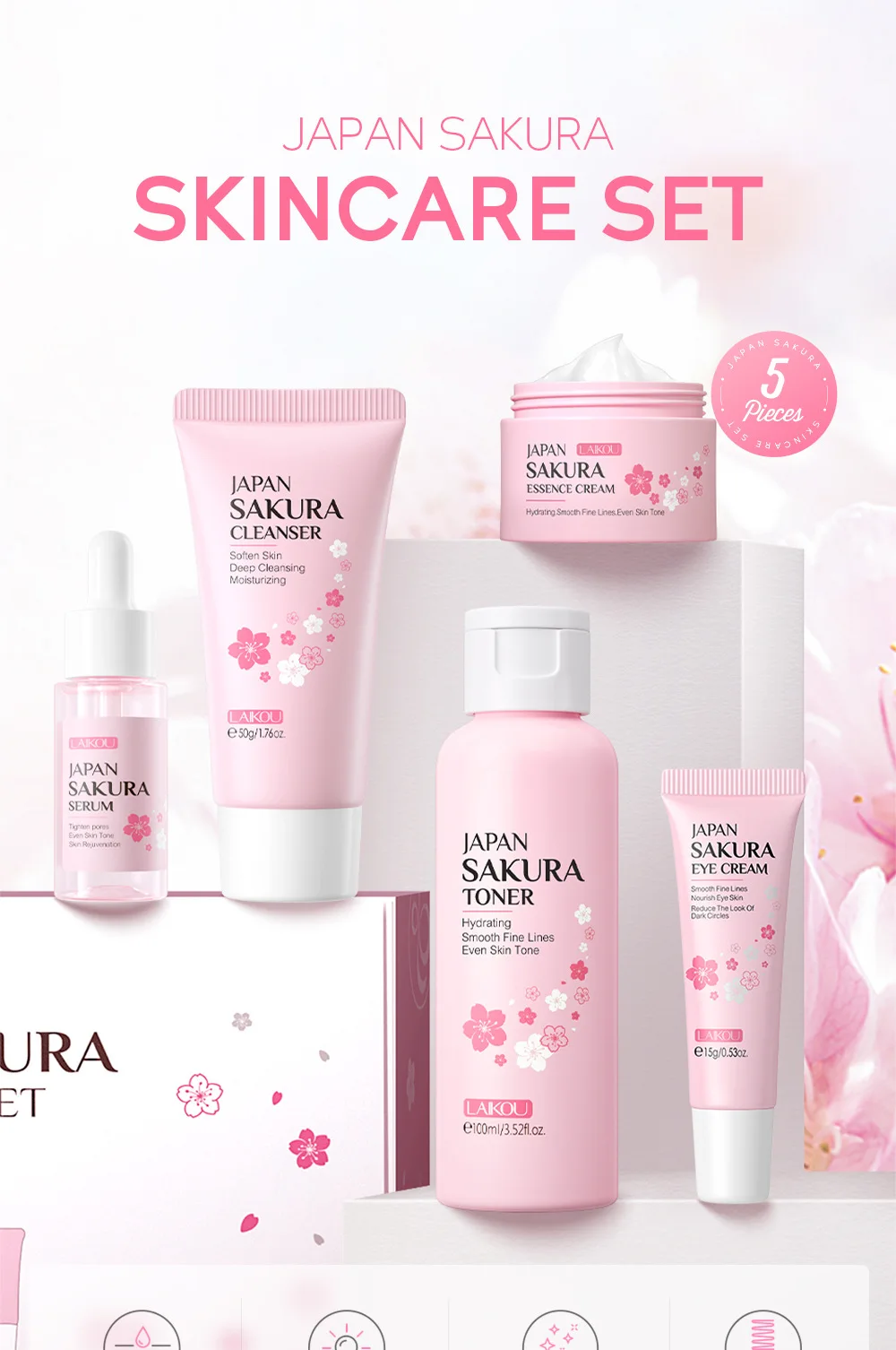 LAIKOU Sakura Kit Skin Care Se - Korean Skincare Routine avis et prix