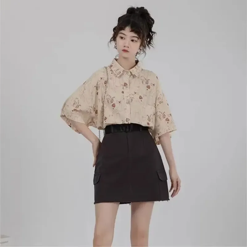 Shirts Women Corduroy Patch Po - Korean Student Lifestyle avis et prix